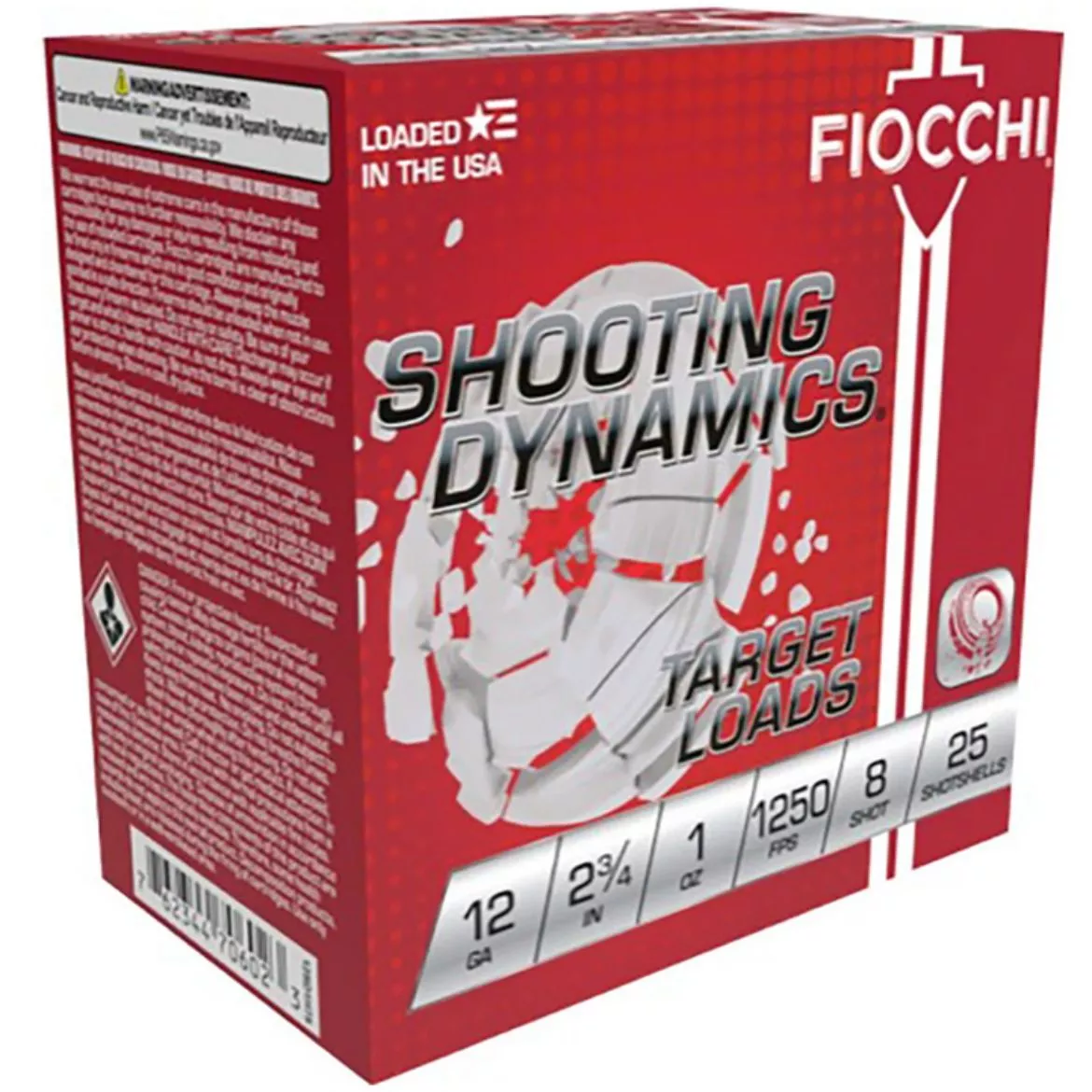 12 Gauge Fiocchi Shooting Dynamics 2-3/4in 1oz #8 Shot - 25 Shotshells