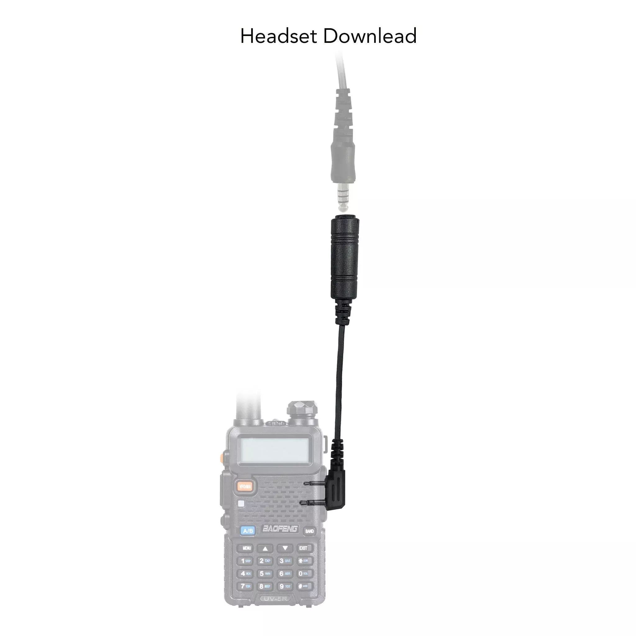 2-Pin Radio Connector Cable for Two-Way Radios (Kenwood / Baofeng / TYT / Retevis)
