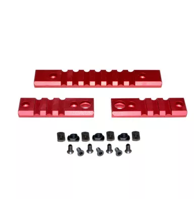 3 Piece Picatinny Rail Section Kit for M-LOK Style Slots, Red