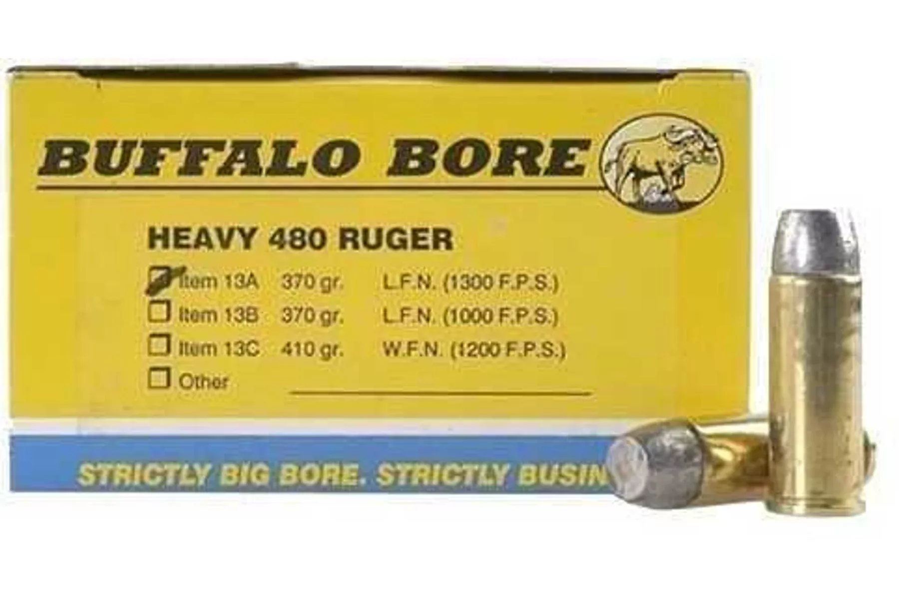 480 Ruger 20 Rounds Ammunition Buffalo Bore 370 Grain Lead