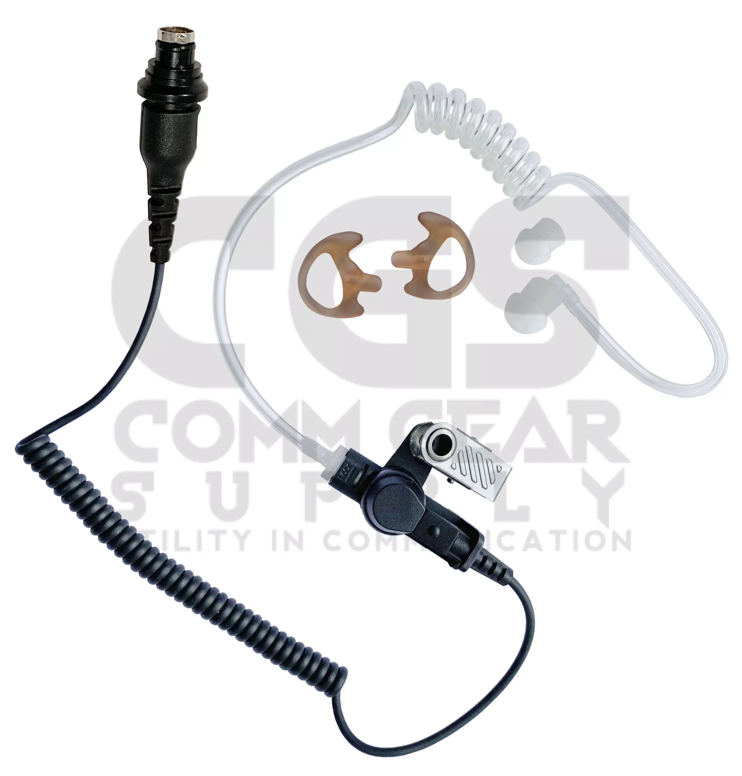 8 Pin APX Listen Only Radio Earpiece Clear Tube - Specific to: Motorola APX (Apex) Series, XPR Series - Connects To Speaker Mic