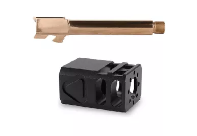 9mm Gold Threaded Barrel and TBC Compensator Combo for Glock 17 Pistols