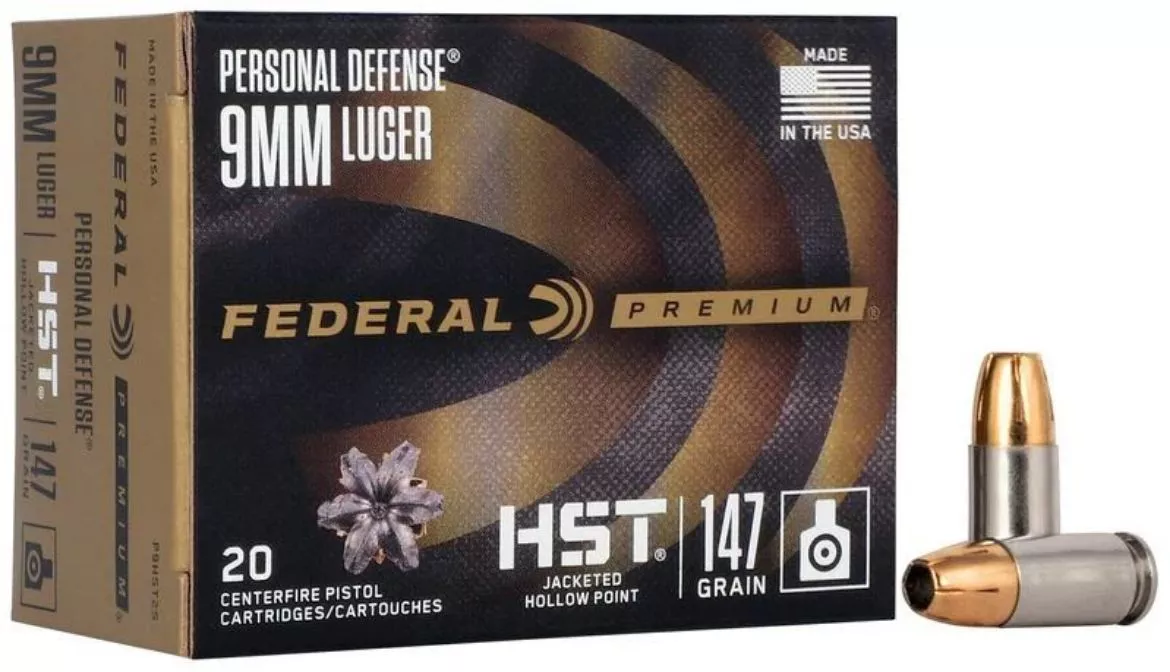 9mm Luger Federal Personal Defense 147gr HST JHP - 20 Rounds