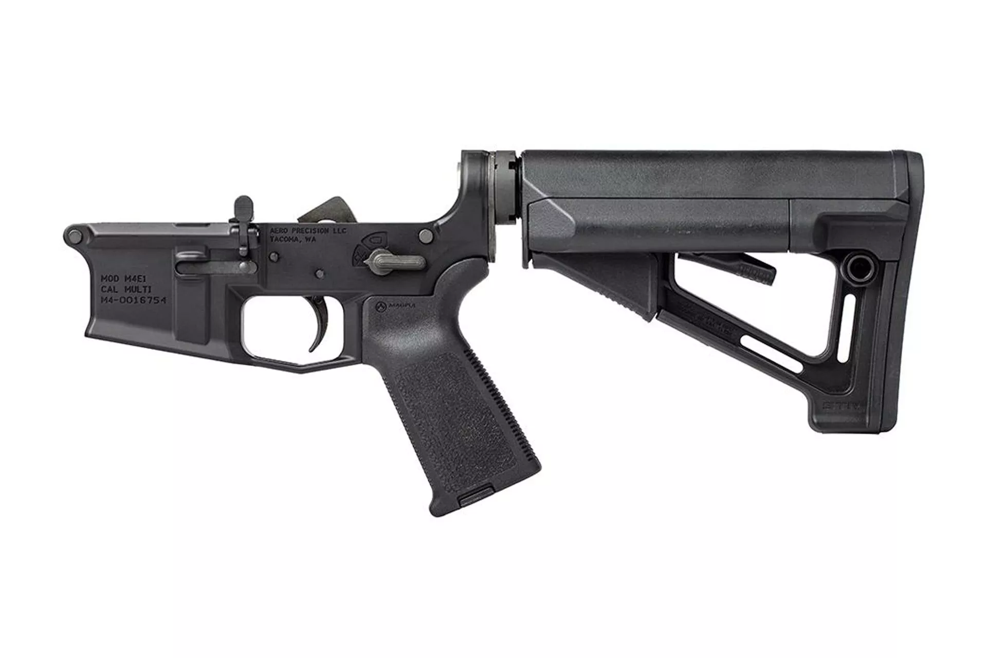 Aero Precision M4E1 Complete Lower Receiver w/ MOE Grip and STR Stock – Anodized Black – APAR600103