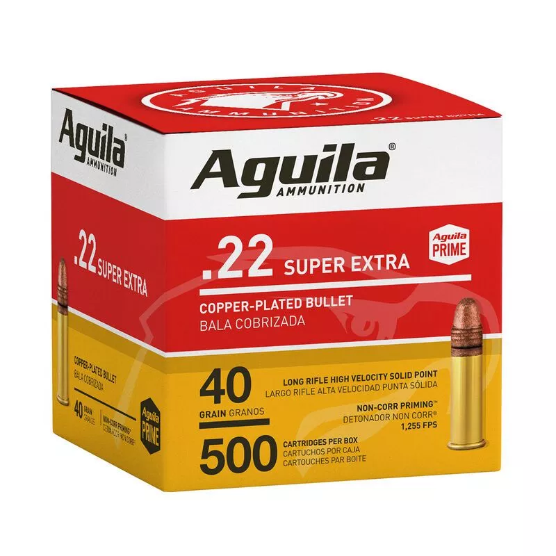 Aguila 22 Super Extra High Velocity 40 grain Solid Point Rimfire Ammo – 500 Rounds – IB221115