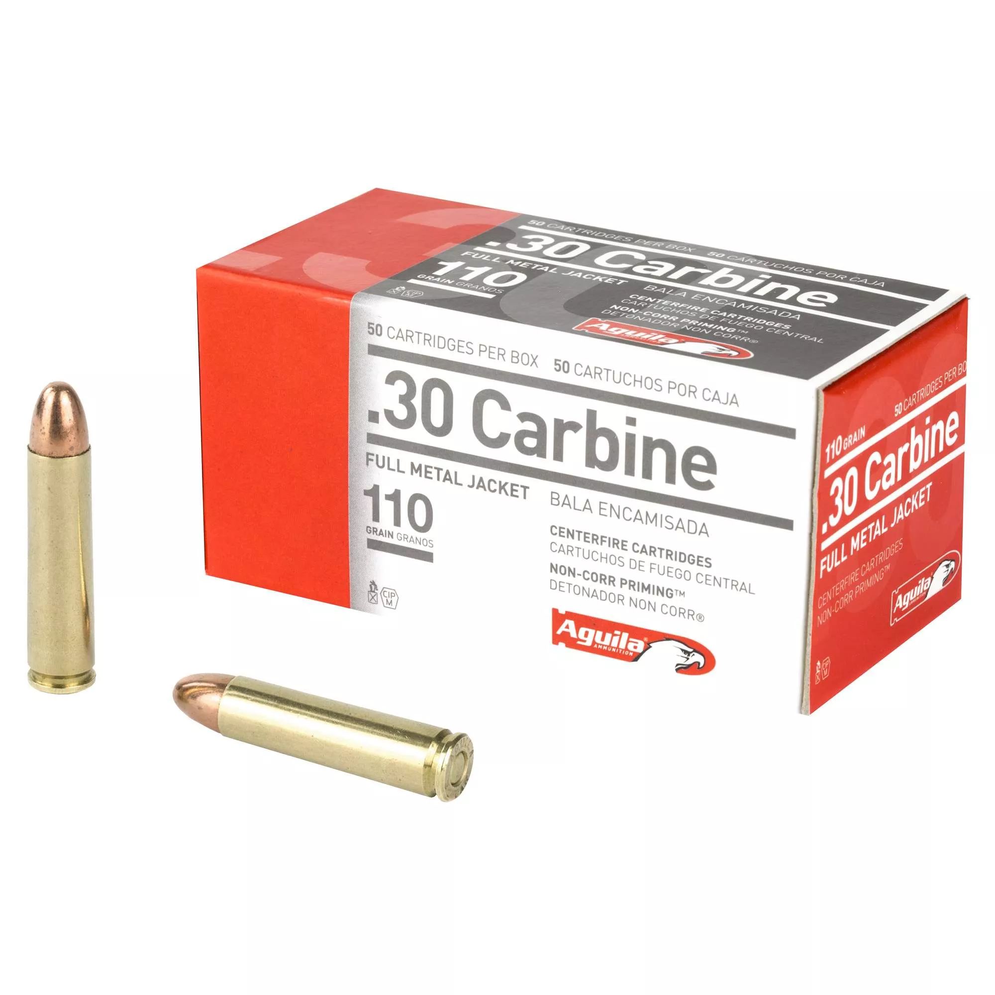 Aguila 30 Carbine 110gr FMJ – 50 Round Box