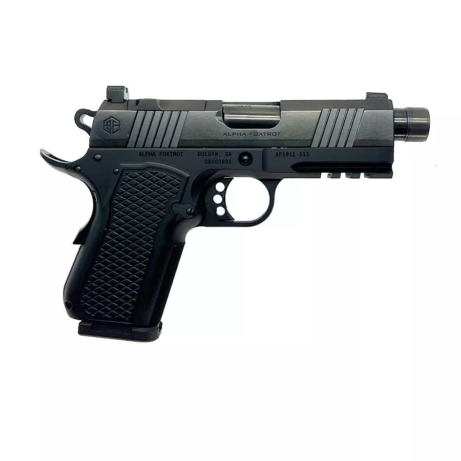 Alpha Foxtrot AF1911 S15 Polished Handgun 9mm Luger 15rd Magazine 3.5″ Threaded Barrel RMSc Optic Cut