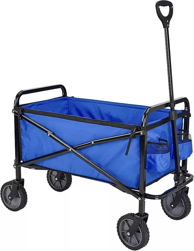 Amazon Basics Collapsible Folding Heavy Duty Utility Wagon for Outdoor Sports, 265 pounds Weight Capacity, Camping, Garden, and Shopping, 27.6 x 40.9 x 20 inches, Black