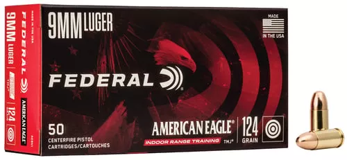 American Eagle IRT Handgun Ammunition 9mm Luger 124 gr. TMJ 1120 fps 50/ct