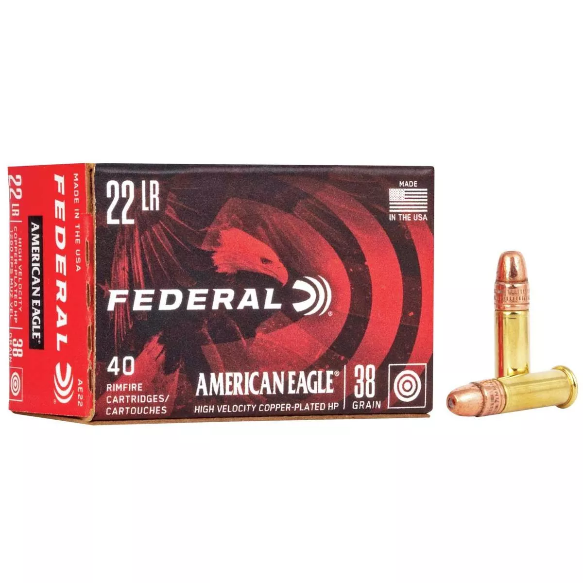 American Eagle Rimfire Ammunition .22 LR38gr CPHP 1260 fps 40/ct