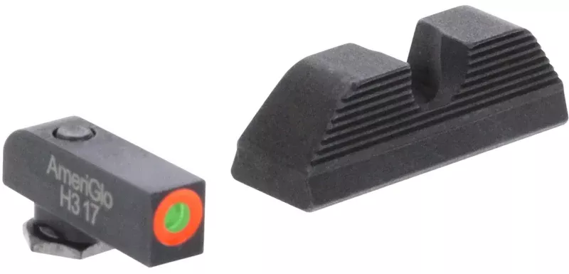 AmeriGlo GL5353 Protector Sight Set for Glock Green Tritium Orange Outline Front Sight-Black Serrated Rear Sight