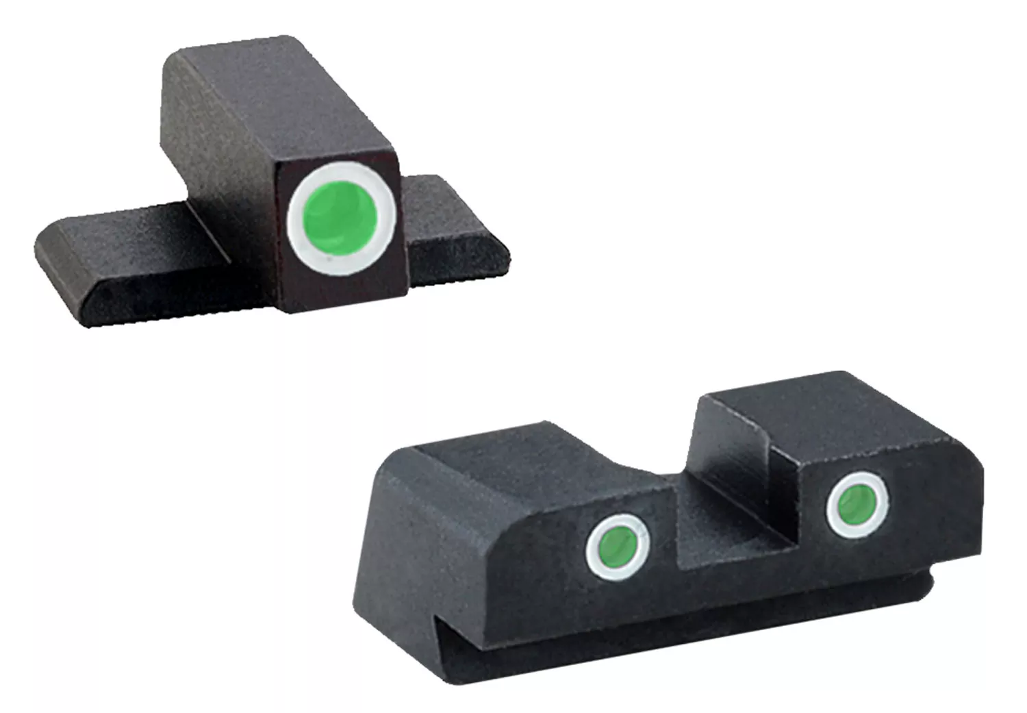 AmeriGlo XD191 Classic Tritium Sight Set for Springfield Armory XDGreen Tritium White Outline Front Sight-Green Tritium White Outline Rear Sight
