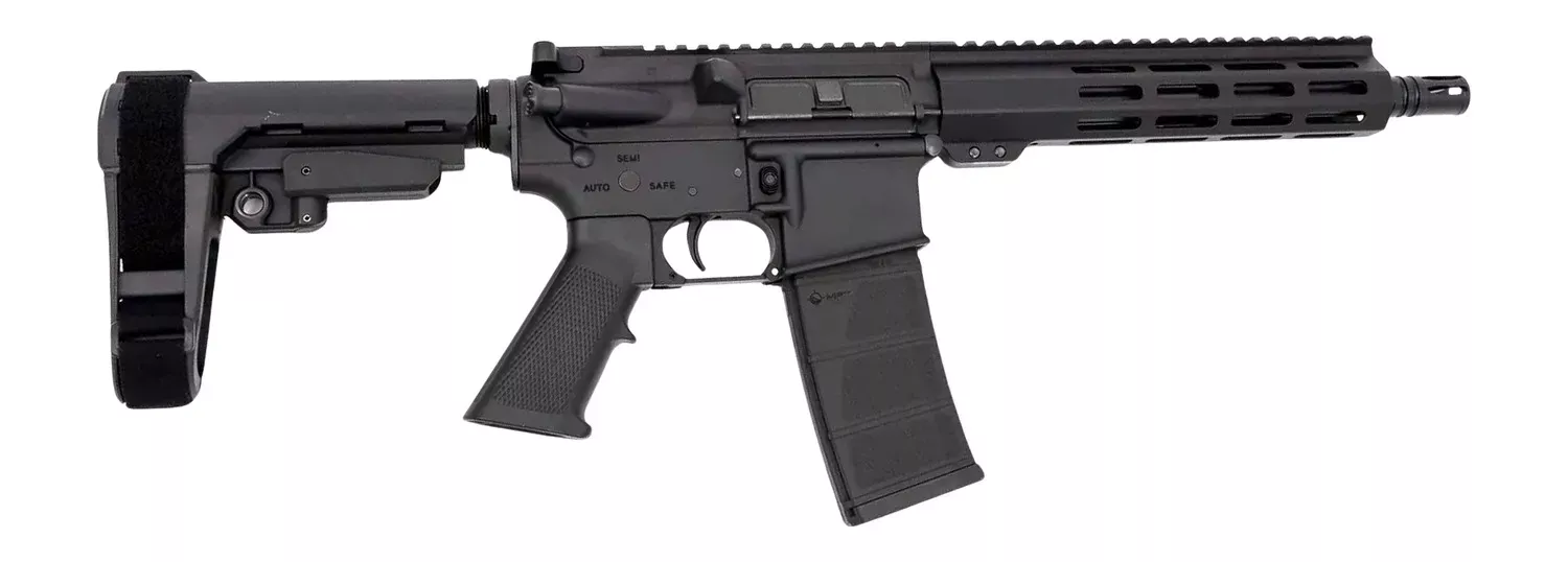 Andro Corp Industries 30010HB ACI-15 Halo 300 Blackout 30+1 10" Black Nitride Threaded Barrel, Black Anodized Aluminum Receiver w/Picatinny Rail, M-LOK Handguard, Black Polymer SBA3 Pistol Brace, A2 G