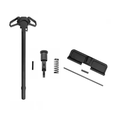 AR-10 LR-308 Charging Handle Ambidextrous Forward Assist and Ejection Cover Door - Black