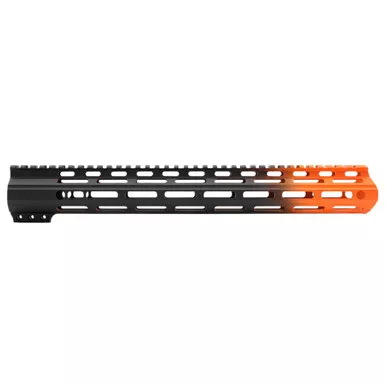 AR-15 15" ANGLE CUT CLAMP ON M-LOK HANDGUARD - CERAKOTE GRADIENT - BASE BLACK - ORANGE
