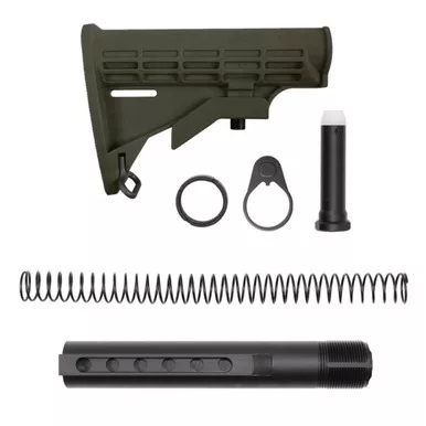 AR-15 .223/5.56 Collapsible Carbine Stock - Cerakote OD Green W/ 6-Position Buffer Tube Kit - Mil-Spec