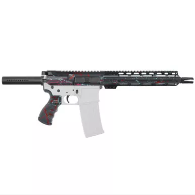 AR-15 5.56 NATO 10.5'' PISTOL KIT - FORGED UPPER WITH 10" Angle Cut Clamp on M-Lok Handguard - CERAKOTE SGY SPLATTER