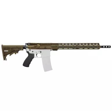 AR-15 5.56 NATO 16" CARBINE KIT - BILLET UPPER WITH 15" Angle Cut Clamp on M-Lok Handguard - CERAKOTE FDE SPLATTER