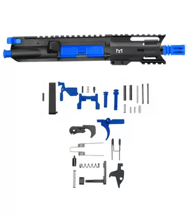 AR-15 5.56 NATO 5'' PISTOL - FORGED UPPER - 4'' HANDGUARD - LOWER PARTS KIT - CEARKOTE BLUE FLAME
