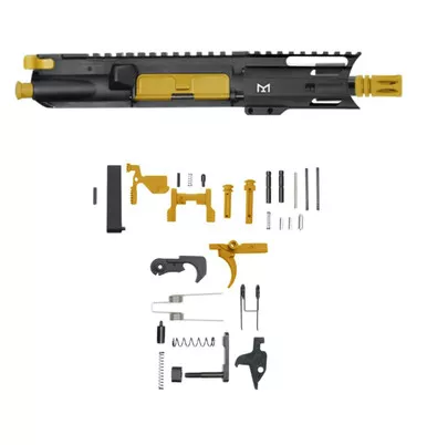 AR-15 5.56 NATO 5'' PISTOL - FORGED UPPER - 4'' HANDGUARD - LOWER PARTS KIT - CEARKOTE GOLD