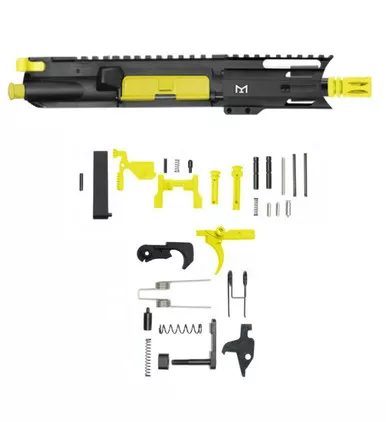 AR-15 5.56 NATO 5'' PISTOL - FORGED UPPER - 4'' HANDGUARD - LOWER PARTS KIT - CEARKOTE LEMON ZEST