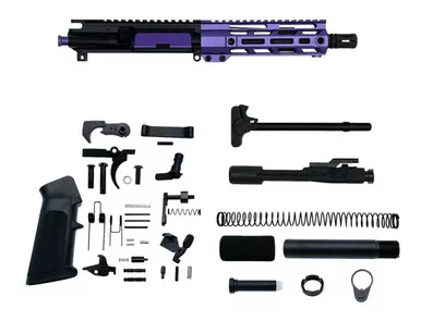 AR-15 7.62×39 7.5″ Pistol Upper Complete Build Kits - Assembled Black Barrel Upper - Purple