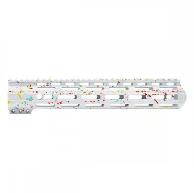 AR-15 M-LOK 12" INCH ANGLE CUT CLAMP ON HANDGUARD - BASE WHI - PATTERN - RGB -RED - PNK - ORG - LEM - ZBG - CERAKOTE SPLATTER