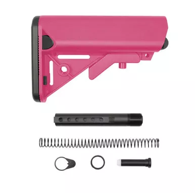 AR-15 SOPMOD Stock Mil-Spec 6-Position Collapsible Buffer Tube Kit - Cerakote Pink
