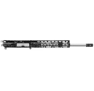 AR-15 SPLATTER BLACK W/ SILVER 16'' 5.56 NATO CARBINE UPPER ASSEMBLY - FORGED UPPER WITH 10" HANDGUARD - W/ SILVER PARTS - CERAKOTE