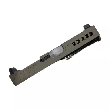 Assembled Vented RMR Slide for Glock 19 Gen 3 — FDE, Tall Sights, Polished Stainless Barrel
