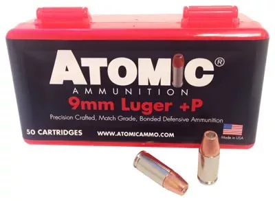 Atomic 9mm Luger +p 124 Grain Jhp – 50RD 10BX/cs