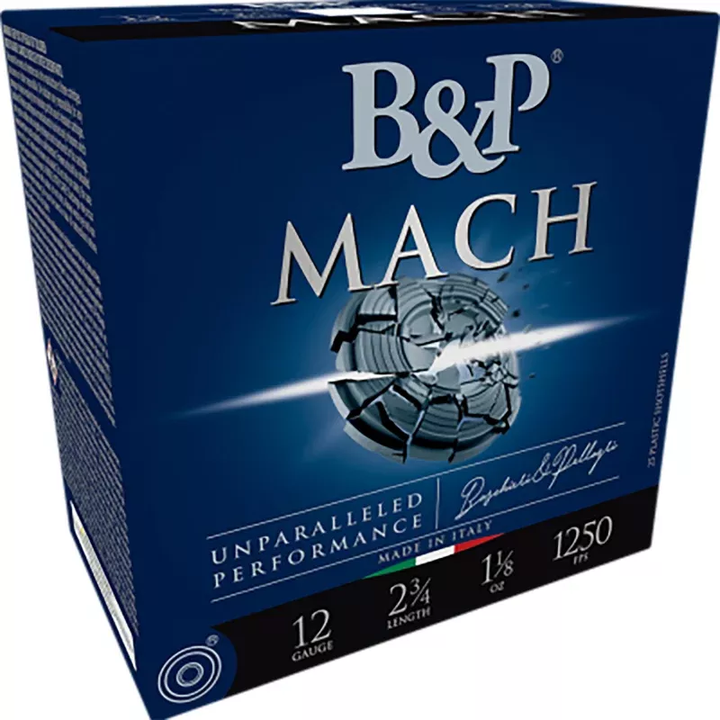 B&p Ammunition 12B18FH8 Mach 12Gauge 2.75" 1 1/8oz 8Shot 25 Per Box/10 Case