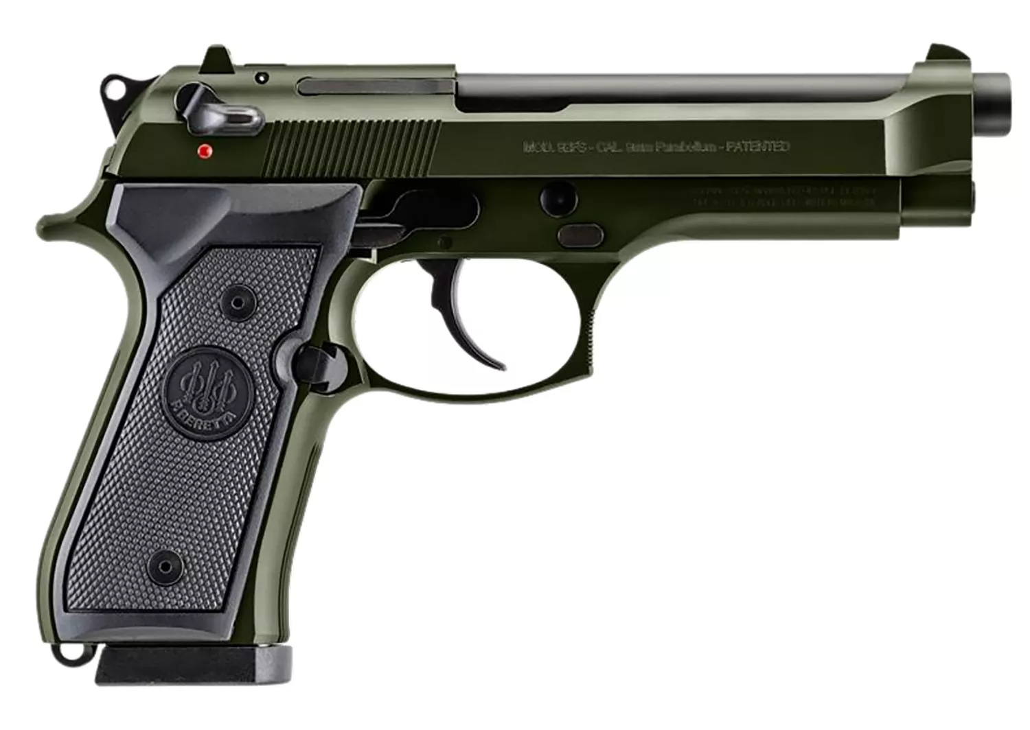 Beretta USA J92F300GR15 92FSFull Size Frame 9mm Luger 15+1 4.90" Black Steel Barrel, OD Green Cerakote Serrated Slide, OD Green Cerakote Aluminum Frame w/Beavertail, Black Textured Grip