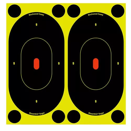Birchwood Casey 34750 Shoot-N-C Reactive Target Self-Adhesive Paper Black/Yellow 7″ Oval Silhouette 60 Pack