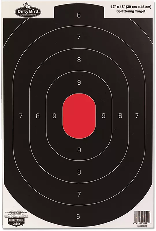 Birchwood Casey 35608 Dirty BirdSilhouette Tagboard Hanging Pistol 12" x 18" Black/White Impact Splatter 8 Per Pkg
