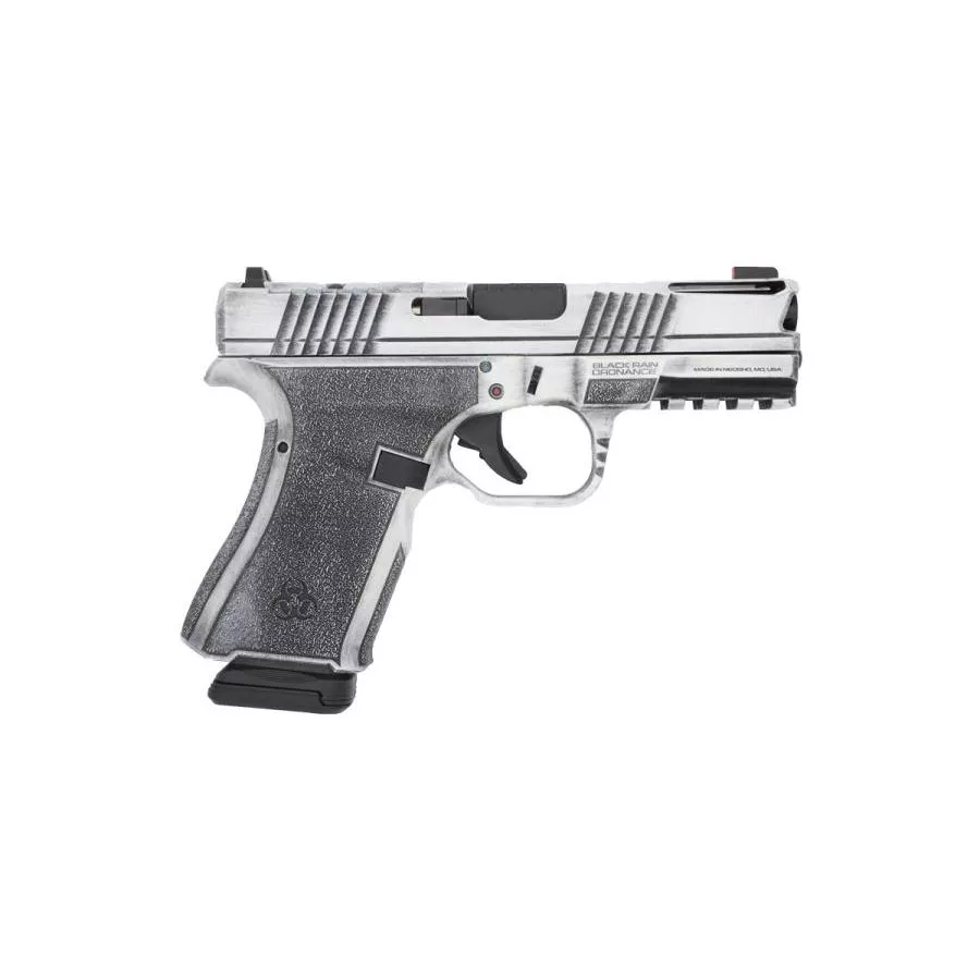 Black Rain Frontline+ Handgun 9mm Luger 15rd Magazine 3.75″ Barrel Bright White Battleworn Finish Optic Ready
