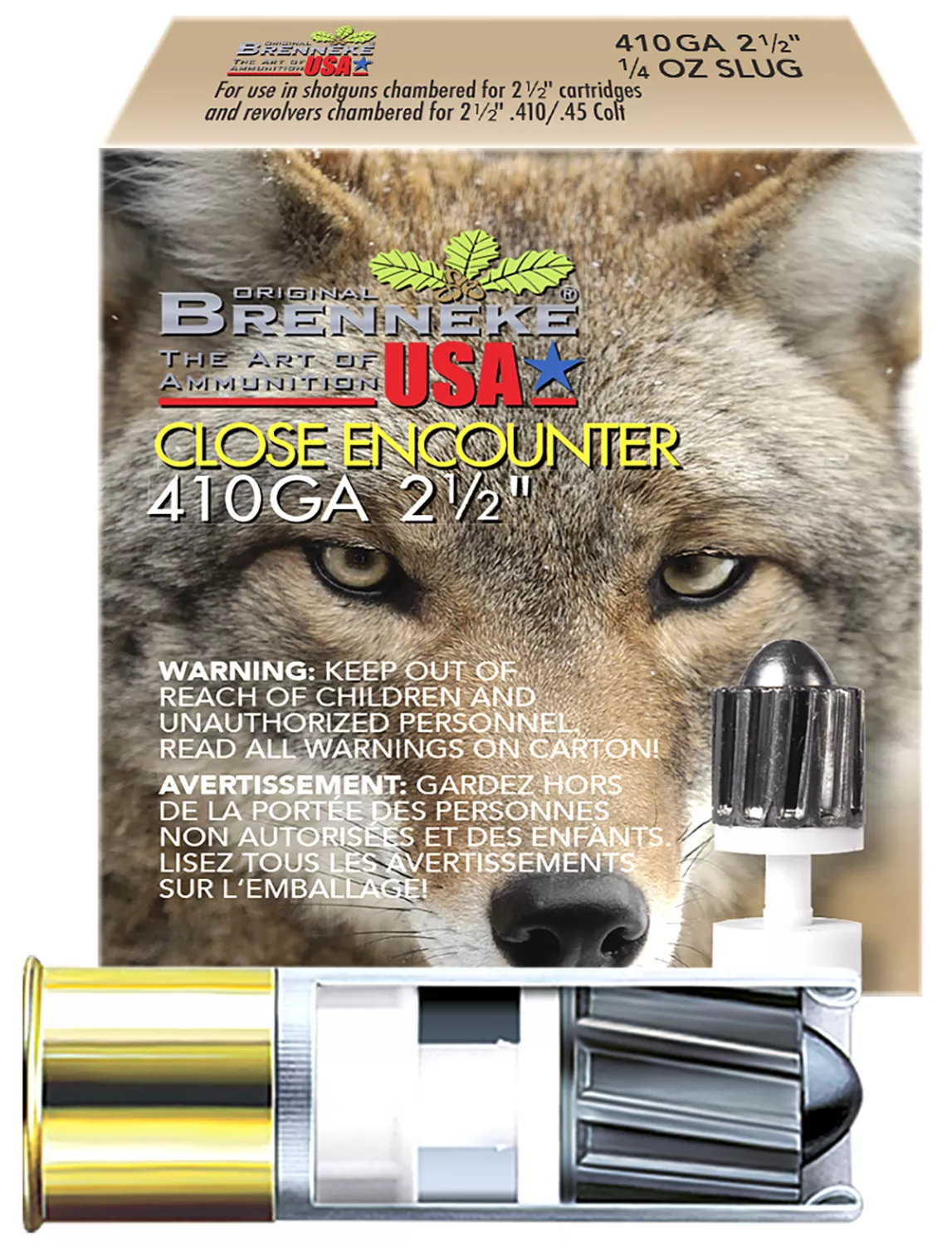 Brenneke SL4102CE Close Encounter Home Defense 410Gauge 2.50″ 1/4oz Sabot Slug Shot 5 Per Box/90 Case