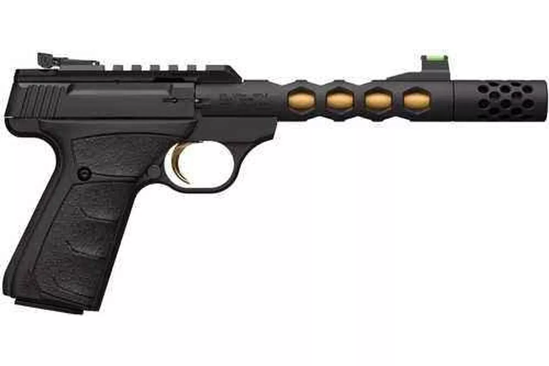 Browning Buck Mark Plus SR Semi-auto Pistol 22 LR 5.87" Vision Gold Cerakote Barrel 1-10Rd Mag Black AFALSEdized Matte Aluminum Slide