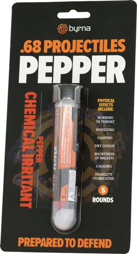 BYRNA PEPPER PROJECTILES – 5 COUNT TUBE .68 CAL