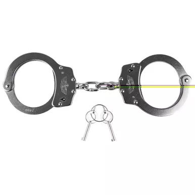 Caliber Gourmet Uzi Handcuffs, Chain Connection, Double Locking, Silver, Includes 2 Keys UZI-HC-C-S