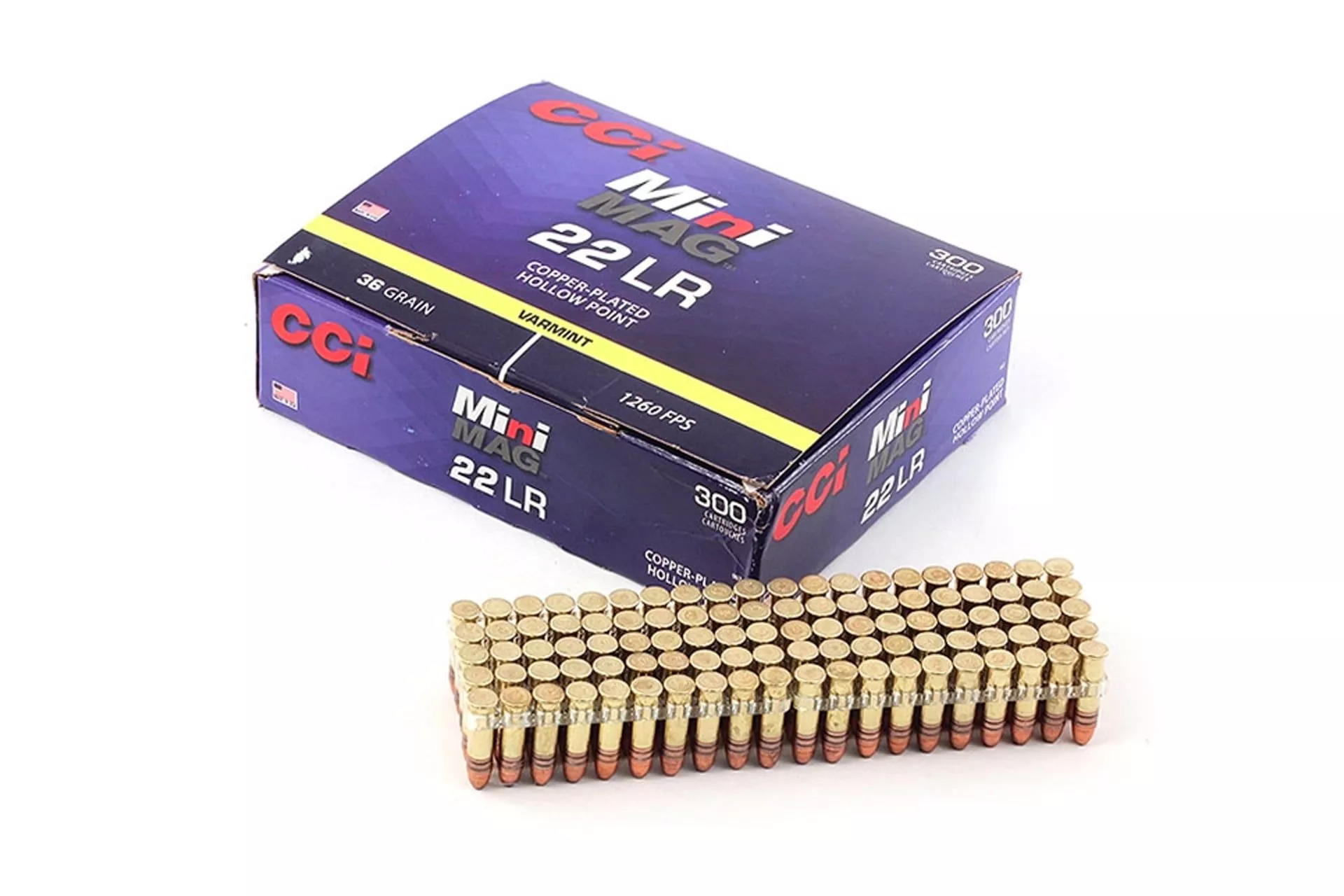 CCI 962 Mini-Mag 22 LR 36 gr 1260 fps Jacketed Hollow Point (JHP) Rimfire Ammo – 300 Rounds – 149305