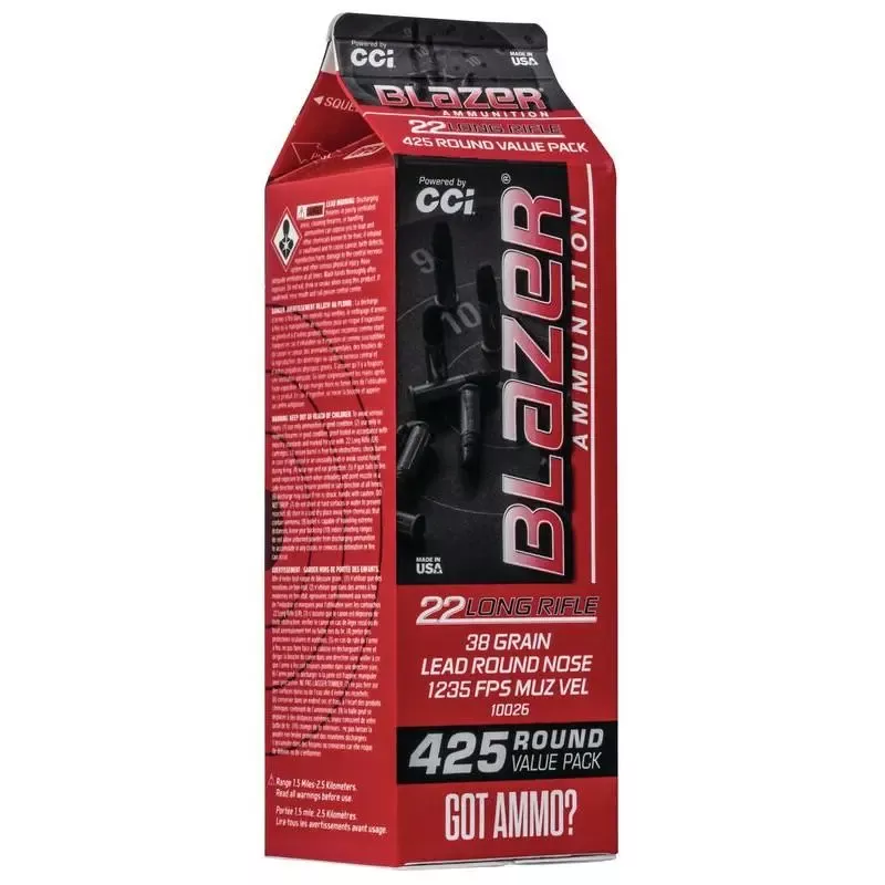 CCI Blazer Rimfire Ammunition .22 LR 38 Grain LRN 1235 fps 425/ct (Carton)