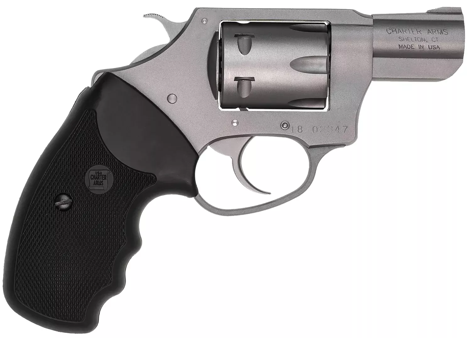 Charter Arms 72324 PathfinderSmall 22 WMR, 8 Shot 2″ Stainless Steel Barrel& Cylinder, Anodized Aluminum Frame w/Black Finger Grooved Rubber Grip, Exposed Hammer