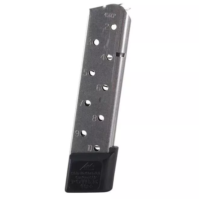 Chip McCormick Power Mag Plus Colt 1911 Handgun Magazine .45 ACP Stainless Steel 10/rd