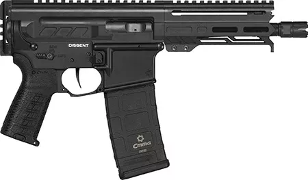 CMMG 94A6867AB Dissent MK4 9mm Luger 33+1 6.50", Black, Picatinny Brace Adapter, 5.50" M-LOK Handguard, Left Side Charging Handle, Zeroed Linear Comp, Zeroed Drop-In Single Stage Trigger