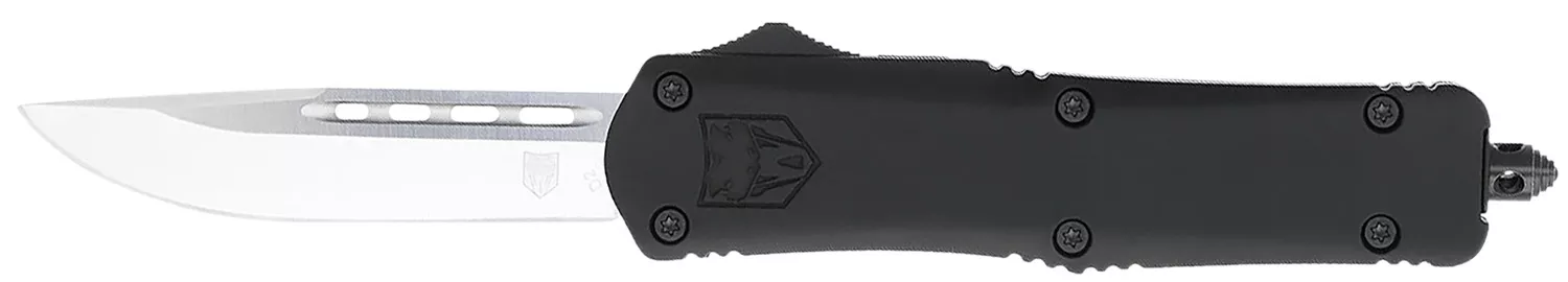 CobraTec Knives MBFS3DNS FS-3Medium 3″ OTF Drop Point Plain D2 Steel Blade, 4.50″ Black Aluminum Alloy Handle