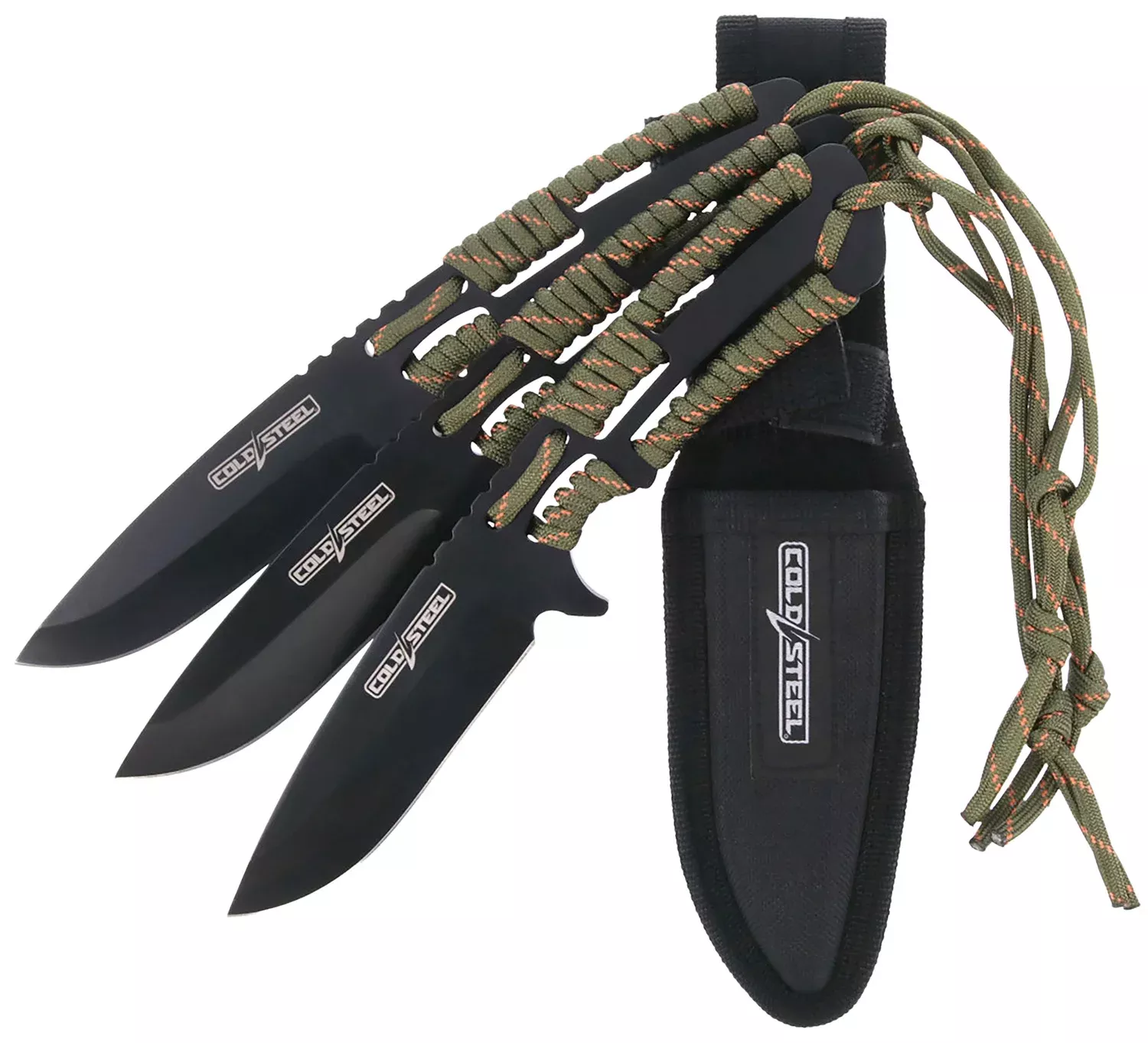 Cold Steel CSTH44KVD3PK Throwing KnivesSet of 3 4.40" Fixed Clip Point Plain Black Oxide 420 Stainless Steel Blade, Paracord Wrap Handle