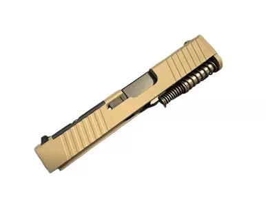 Complete FDE Front and Rear Serrated Chamfered RMR Slide 4 for Glock 26 Gen 3 Pistols