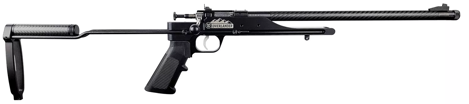 Crickett KSA2190 Precision 6061 Overlander Pack Rifle 22 LR Single Shot 16.12″ Carbon Fiber Threaded Barrel, Black Anodized Picatinny Rail Aluminum Receiver, Aluminum/Carbon Fiber Adjustable Skeletoni