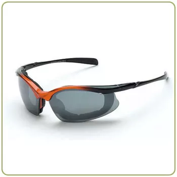 Crossfire Concept silver mirror lens, orange/ black frame, foam lined